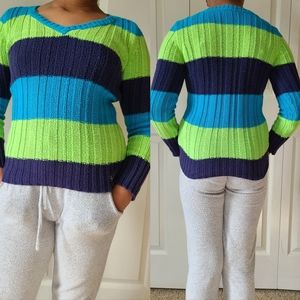 Justice blue and Green sweater